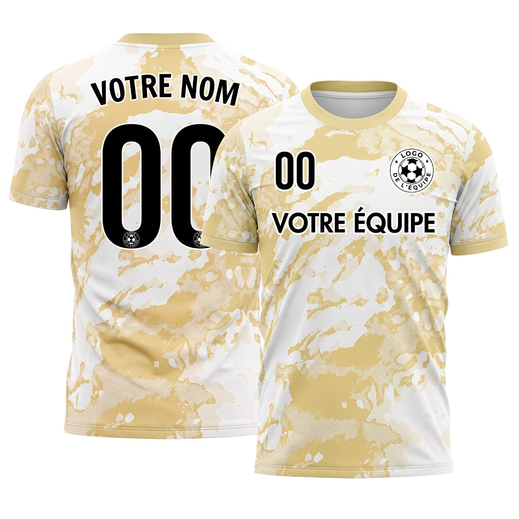 Blanc Beige Abstrait Grunge Demi-Teinte Motif Maillot de Football Personnalisé