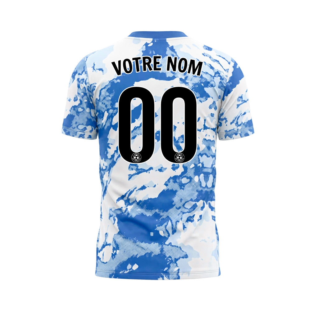 Blanc Bleu Abstrait Grunge Demi-Teinte Motif Maillot de Football Personnalisé