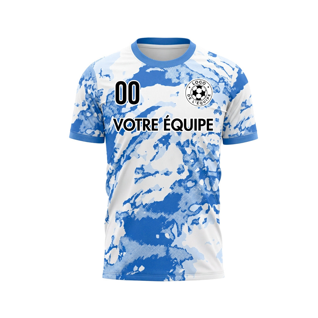 Blanc Bleu Abstrait Grunge Demi-Teinte Motif Maillot de Football Personnalisé