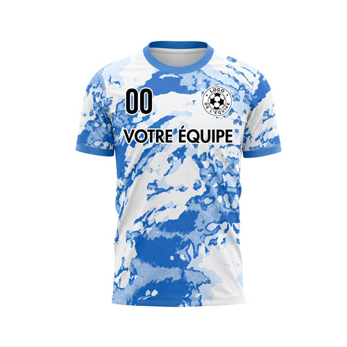 Blanc Bleu Abstrait Grunge Demi-Teinte Motif Maillot de Football Personnalisé