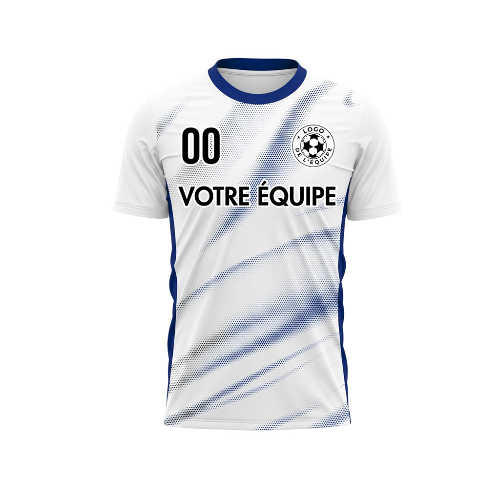 Blanc Bleu Diagonal Demi-Teinte Vagues Motif (2) Maillot de Football Personnalisé