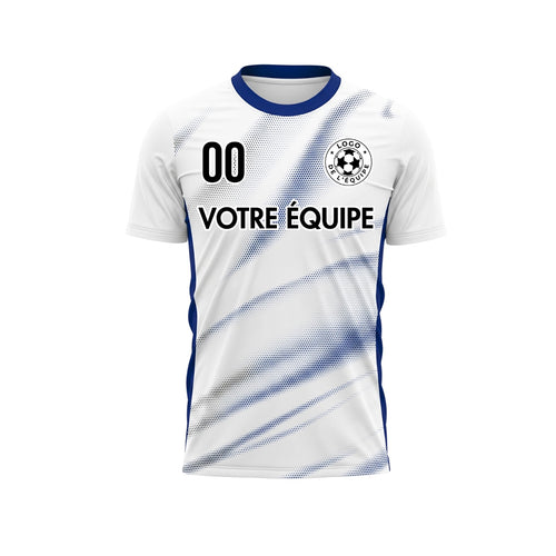 Blanc Bleu Diagonal Demi-Teinte Vagues Motif (2) Maillot de Football Personnalisé