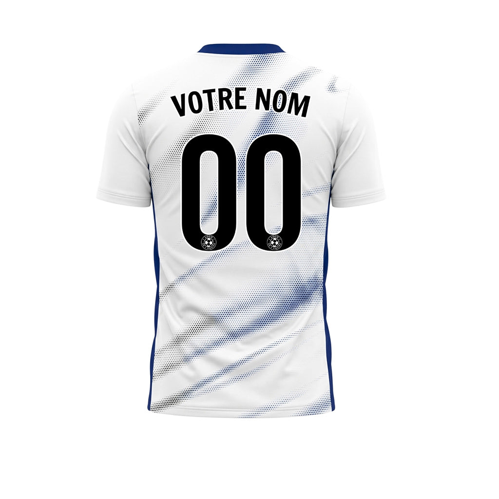 Blanc Bleu Diagonal Demi-Teinte Vagues Motif (2) Maillot de Football Personnalisé