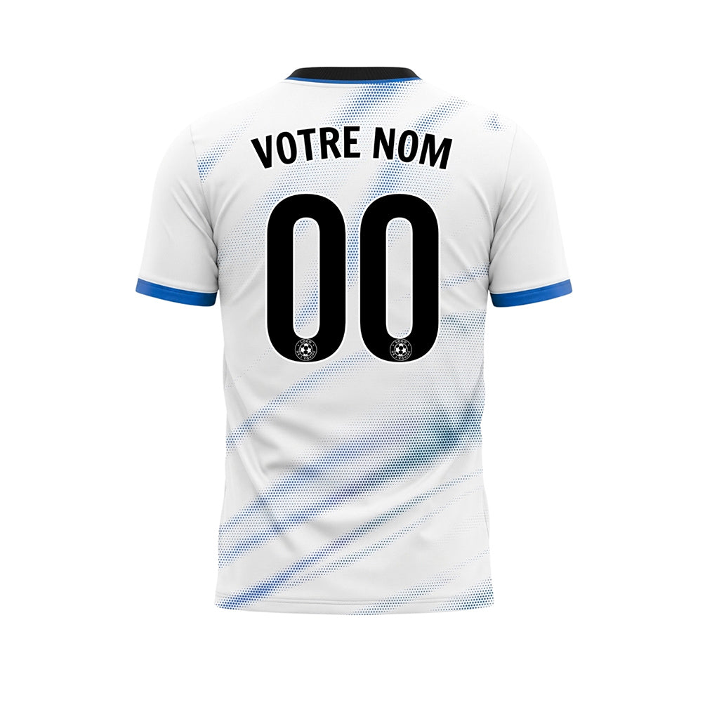 Blanc Bleu Diagonal Demi-Teinte Vagues Motif Maillot de Football Personnalisé