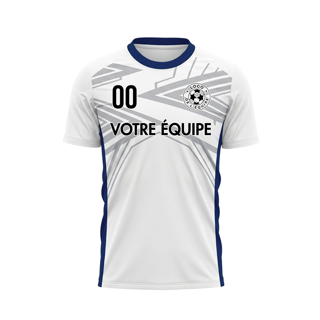 Blanc Bleu Dynamique Flèche Motif Maillot de Football Personnalisé