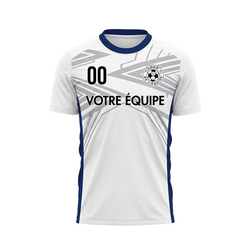 Blanc Bleu Dynamique Flèche Motif Maillot de Football Personnalisé