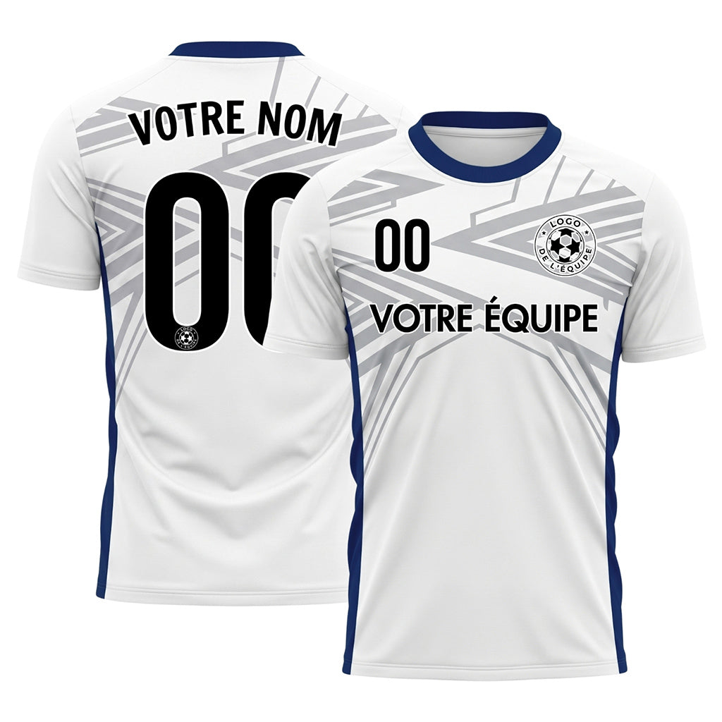 Blanc Bleu Dynamique Flèche Motif Maillot de Football Personnalisé