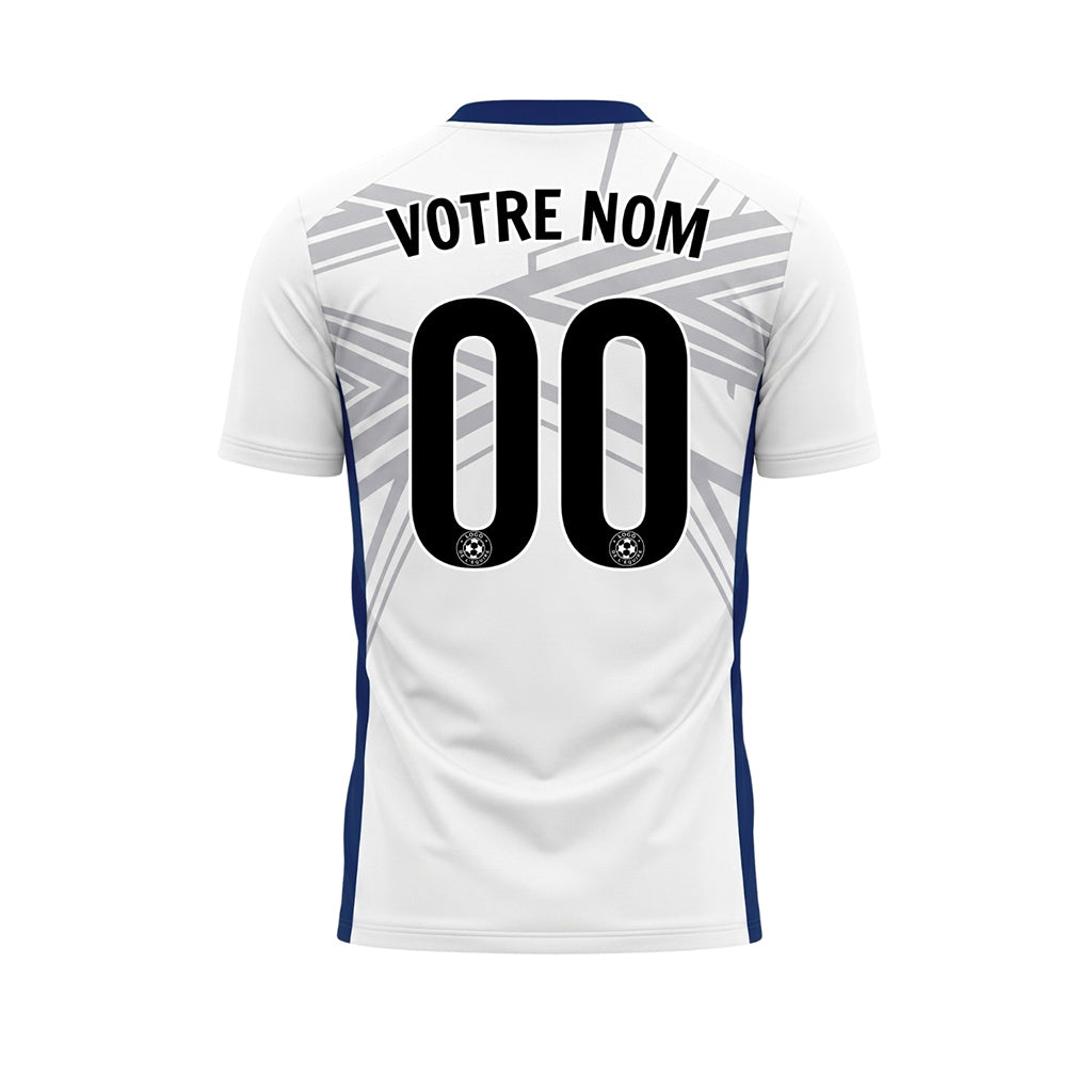 Blanc Bleu Dynamique Flèche Motif Maillot de Football Personnalisé