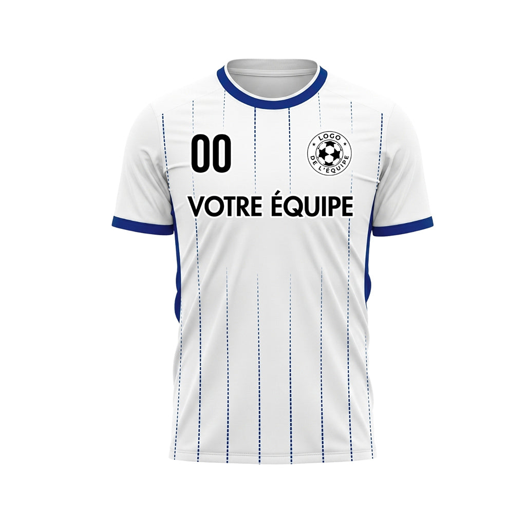 Blanc Bleu En Pointillés Lignes Verticales Dégradé Motif Maillot de Football Personnalisé