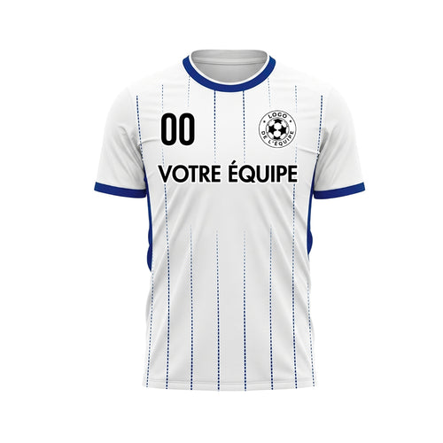Blanc Bleu En Pointillés Lignes Verticales Dégradé Motif Maillot de Football Personnalisé