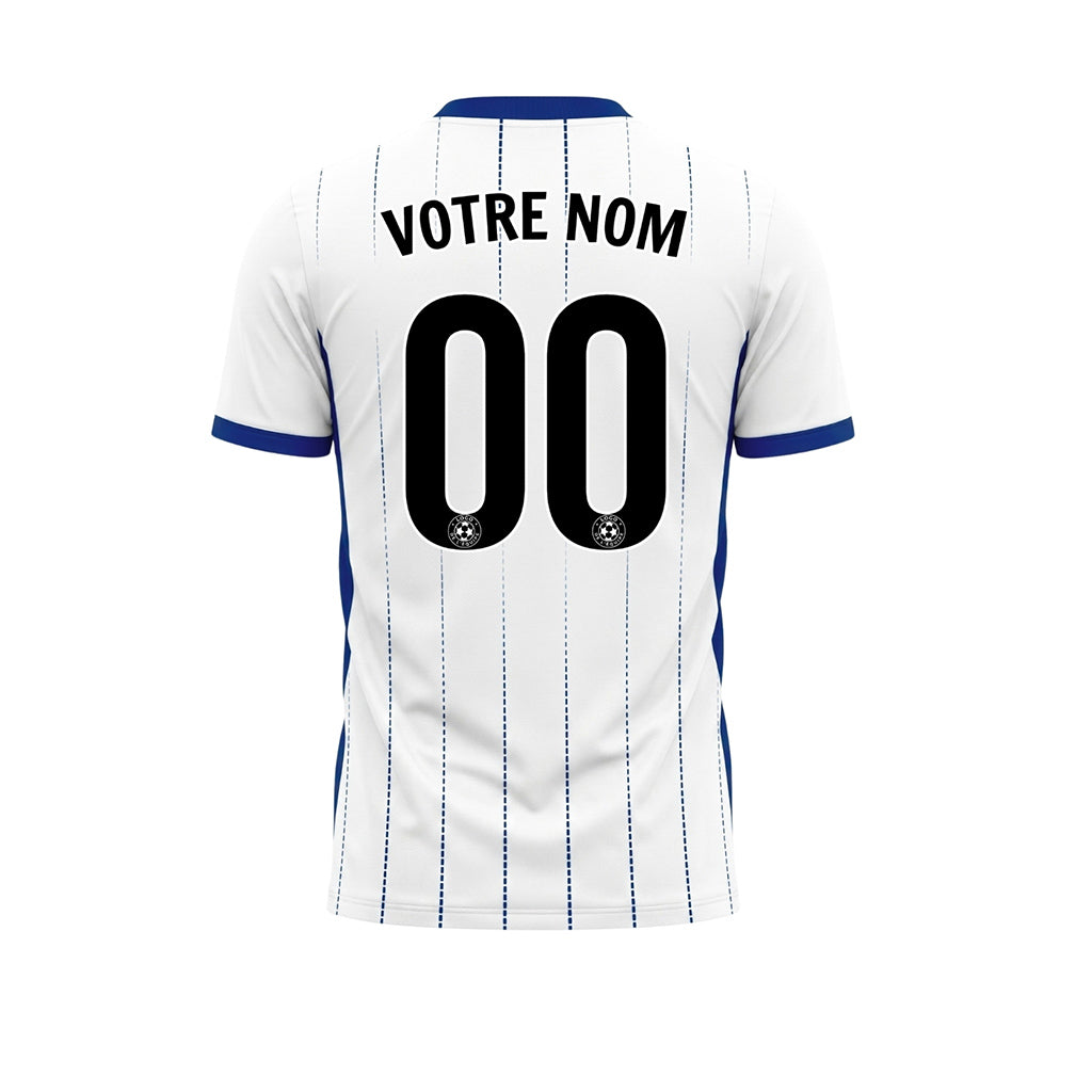 Blanc Bleu En Pointillés Lignes Verticales Dégradé Motif Maillot de Football Personnalisé