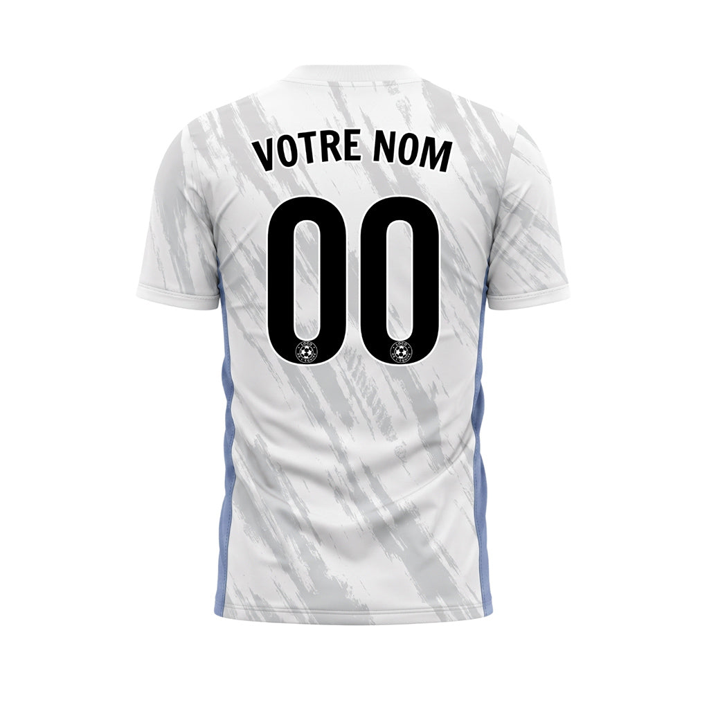 Blanc Bleu Gris Coup de Pinceau Motif Maillot de Football Personnalisé