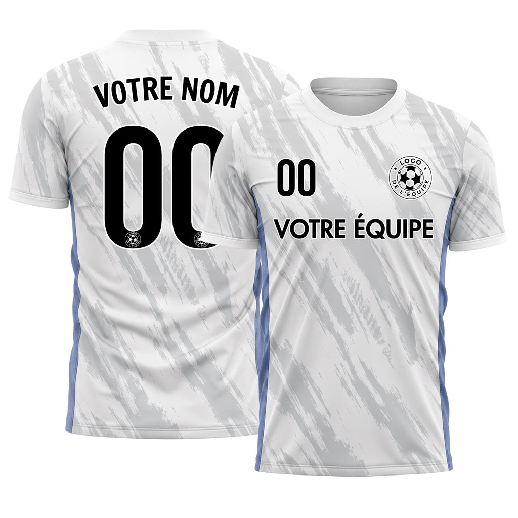 Blanc Bleu Gris Coup de Pinceau Motif Maillot de Football Personnalisé