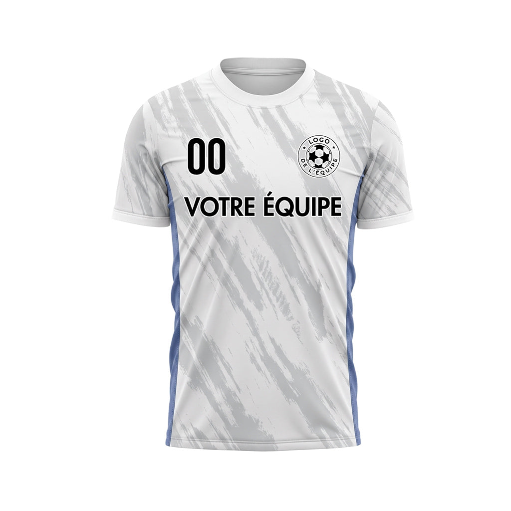 Blanc Bleu Gris Coup de Pinceau Motif Maillot de Football Personnalisé