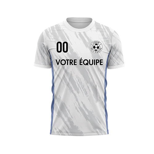 Blanc Bleu Gris Coup de Pinceau Motif Maillot de Football Personnalisé