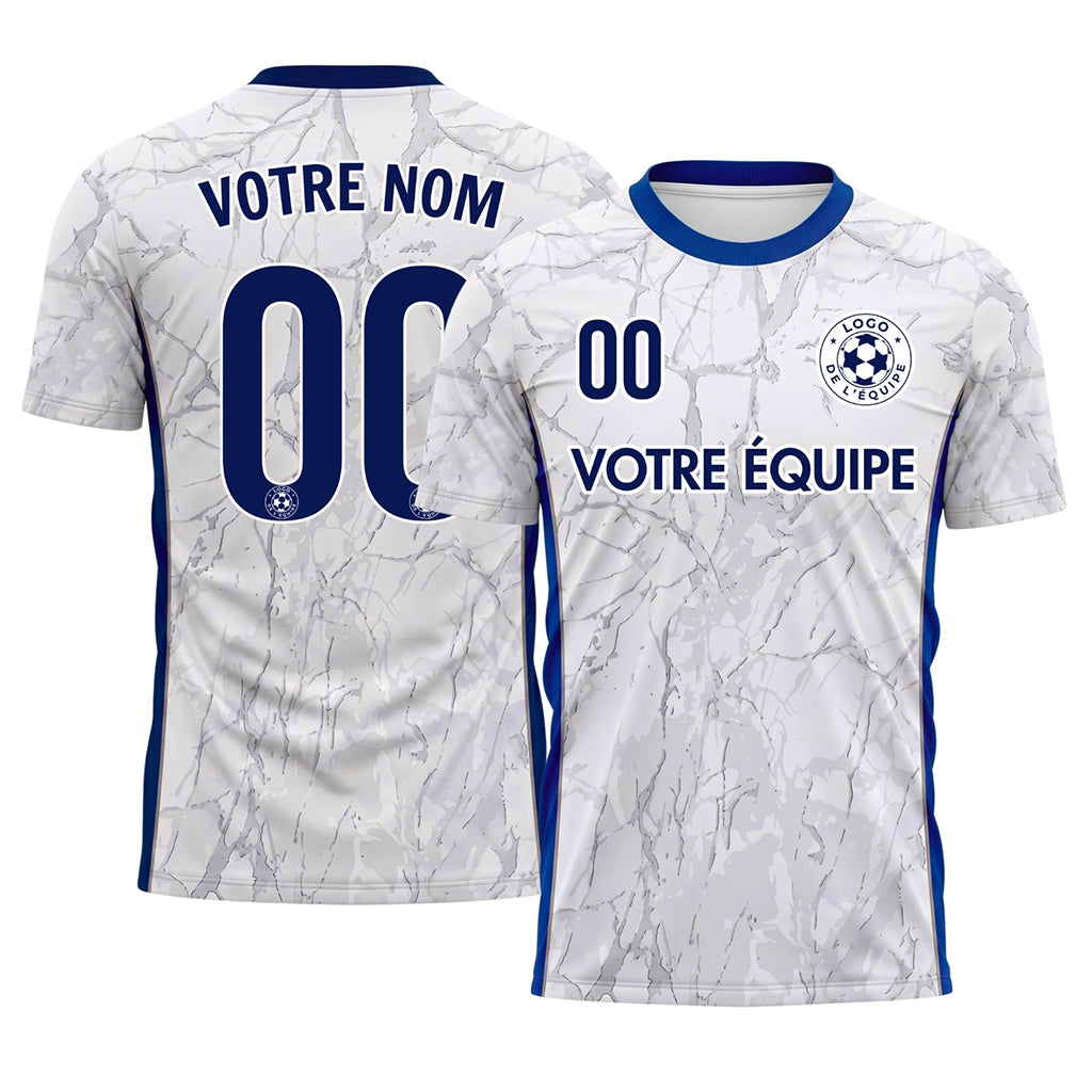 Blanc Bleu Marbre Texture Motif Maillot de Football Personnalisé