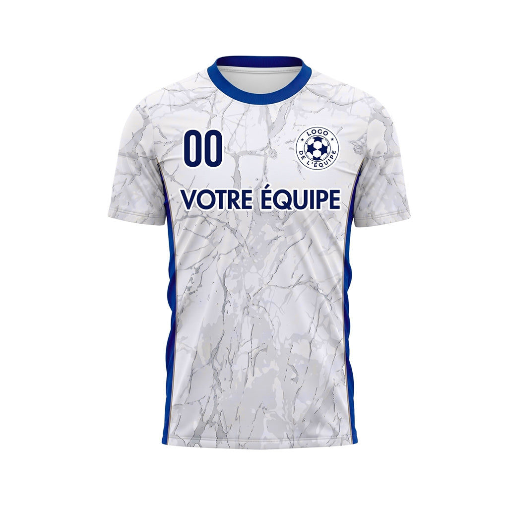 Blanc Bleu Marbre Texture Motif Maillot de Football Personnalisé