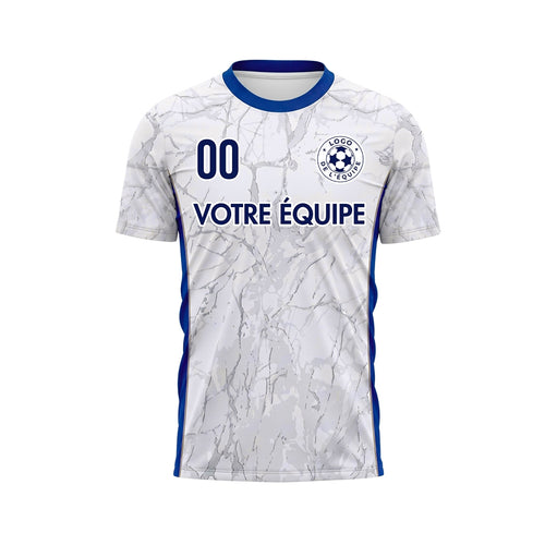 Blanc Bleu Marbre Texture Motif Maillot de Football Personnalisé