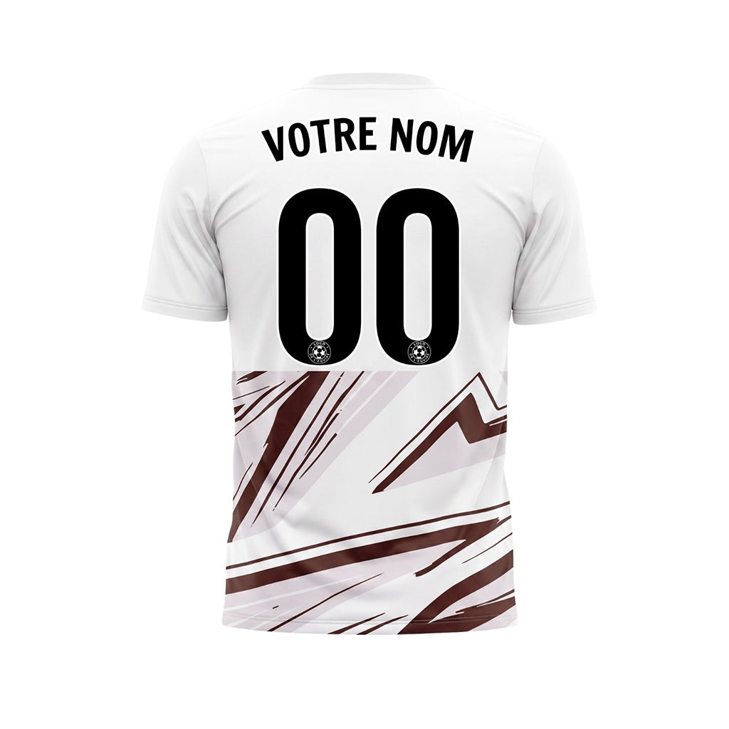 Blanc Marron Abstrait Coups de Pinceau Motif Maillot de Football Personnalisé