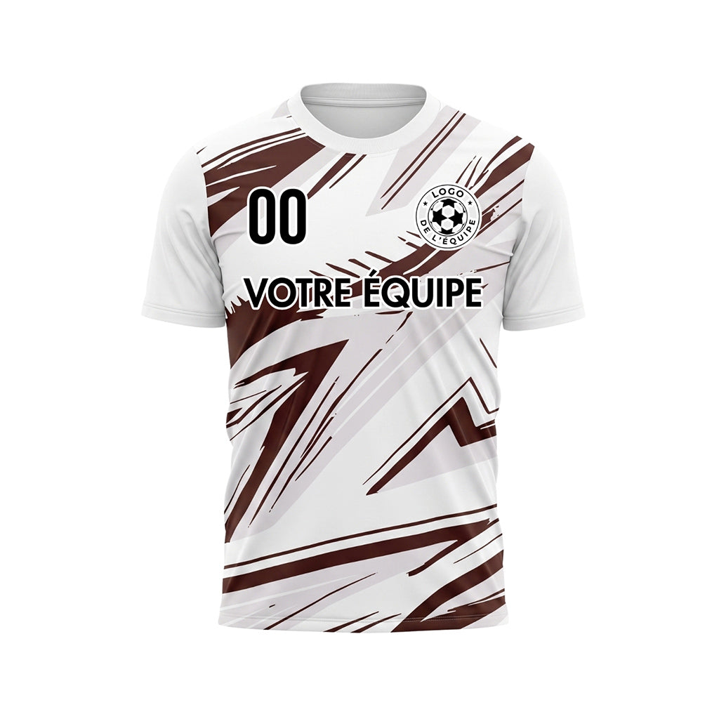 Blanc Marron Abstrait Coups de Pinceau Motif Maillot de Football Personnalisé