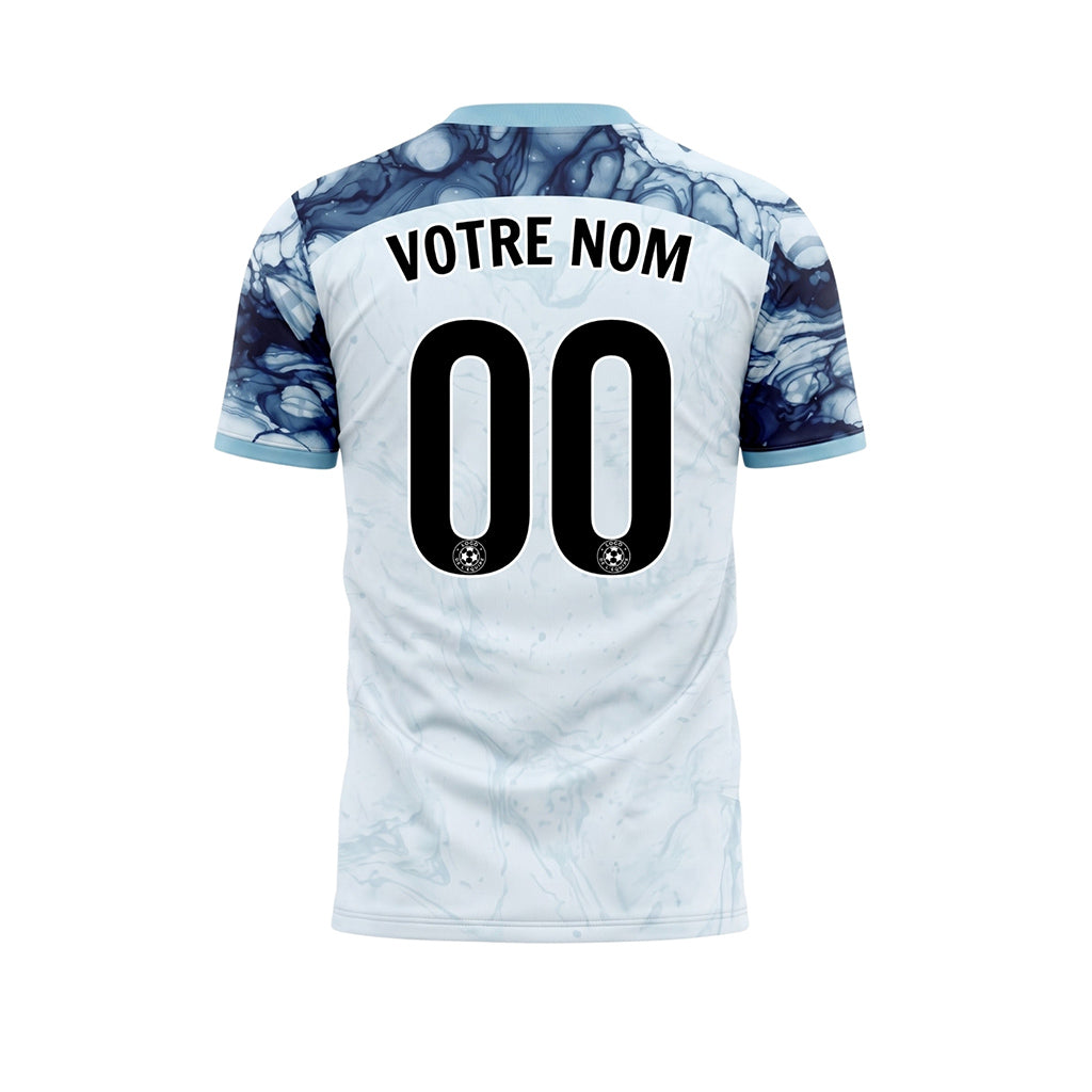 Blanc Cyan Marbré Abstrait Encre Motif Maillot de Football Personnalisé