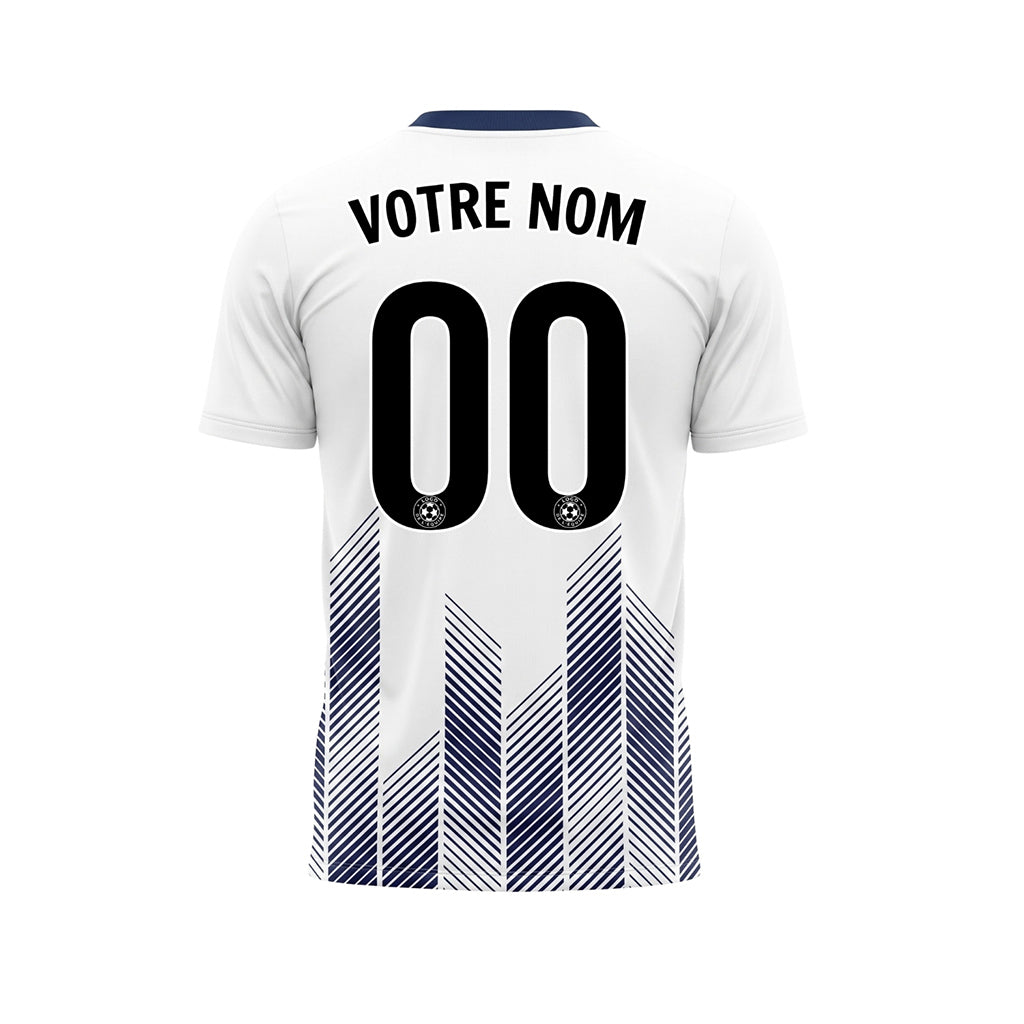 Blanc Bleu Foncé À Chevrons Flèche Rayures Motif Maillot de Football Personnalisé