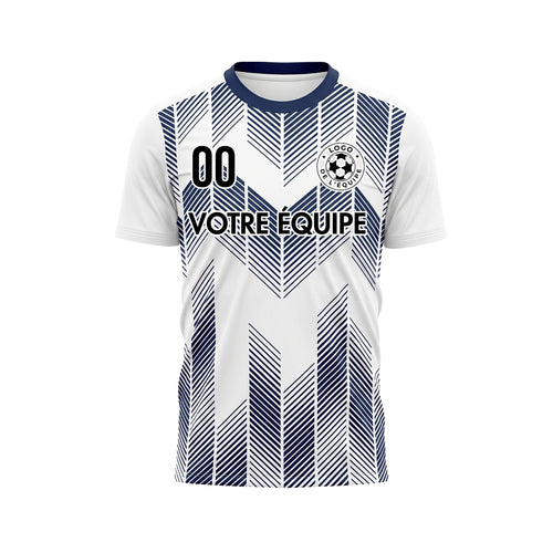 Blanc Bleu Foncé À Chevrons Flèche Rayures Motif Maillot de Football Personnalisé