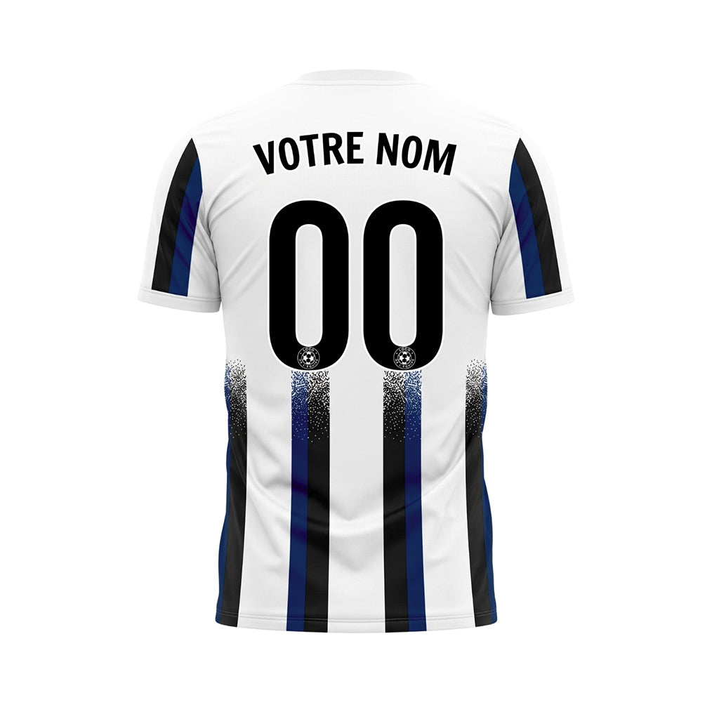 Blanc Bleu Foncé Noir Dégradé Éclaboussures Rayures Maillot de Football Personnalisé