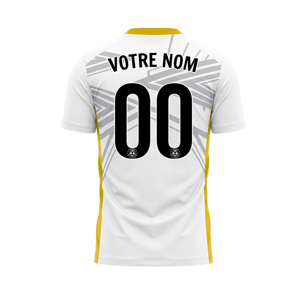 Blanc Jaune Dynamique Flèche Motif Maillot de Football Personnalisé