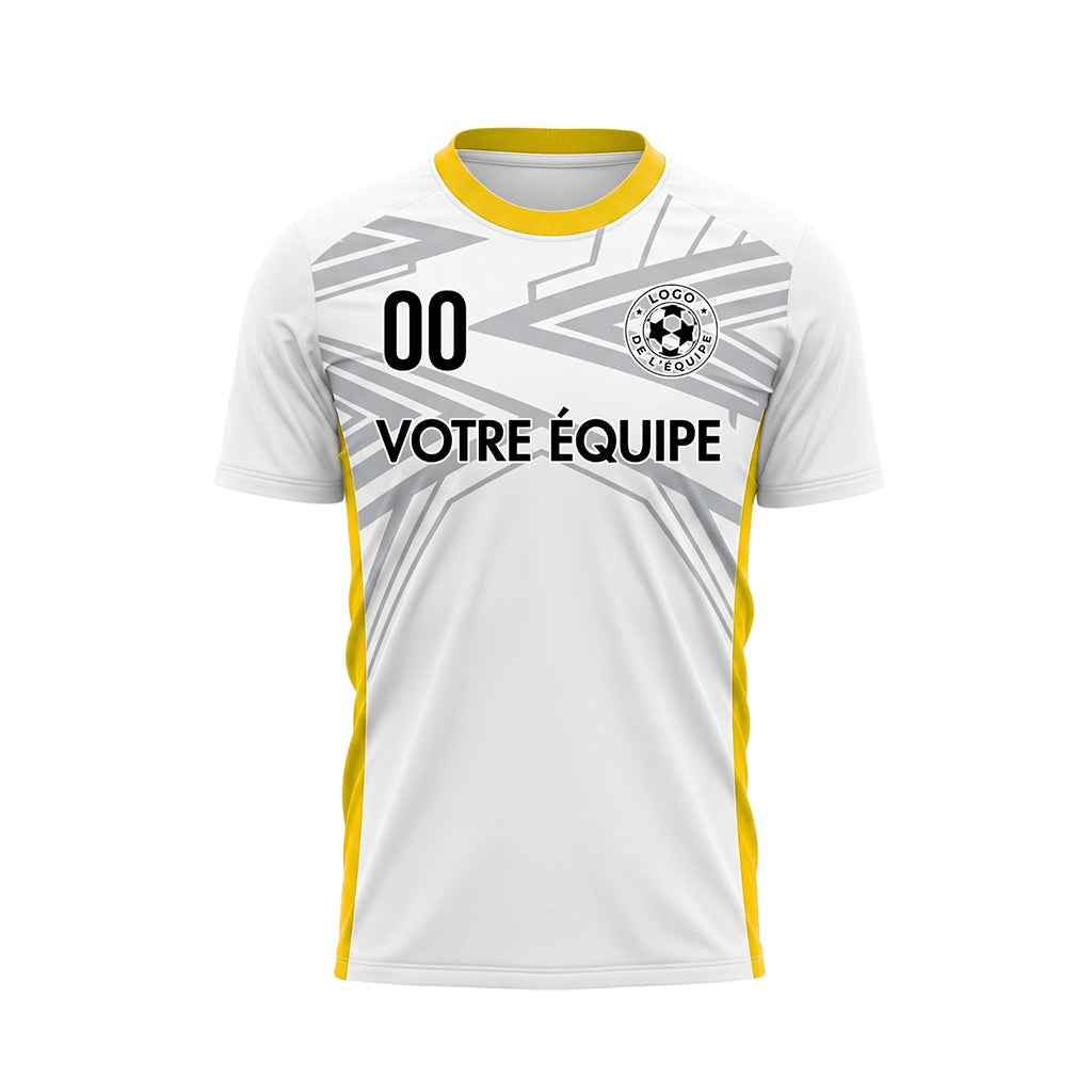 Blanc Jaune Dynamique Flèche Motif Maillot de Football Personnalisé