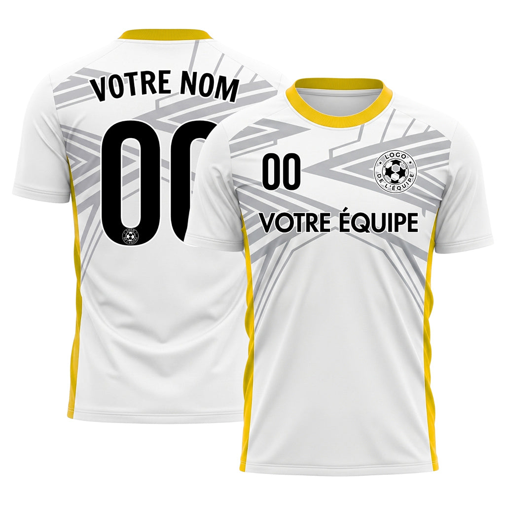 Blanc Jaune Dynamique Flèche Motif Maillot de Football Personnalisé