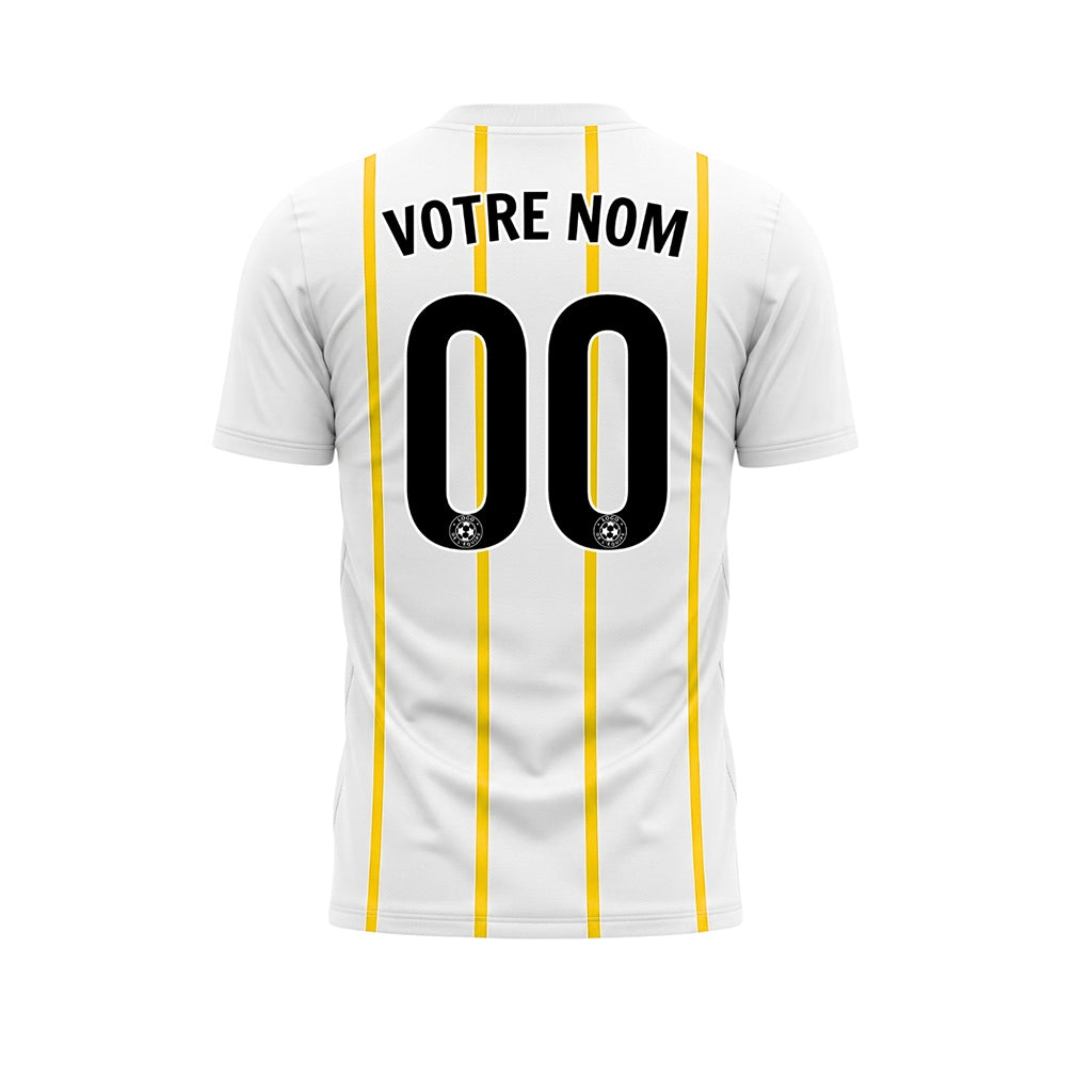 Blanc Jaune Rayures Fines Vertical Motif Maillot de Football Personnalisé