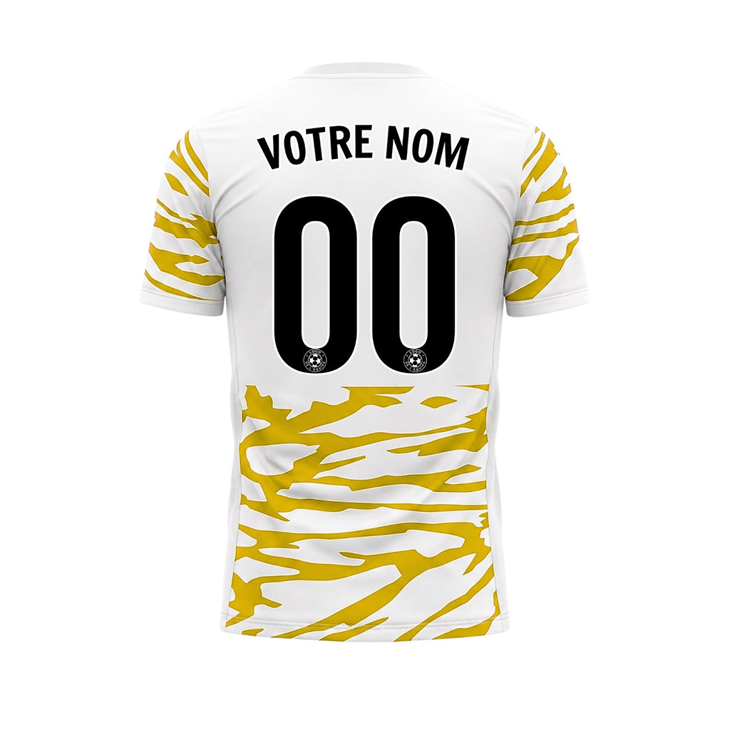 Blanc Jaune Tigre Rayures Motif Maillot de Football Personnalisé