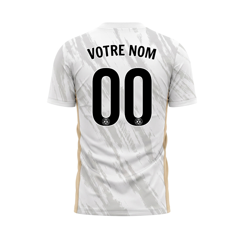 Blanc Doré Gris Coup de Pinceau Motif Maillot de Football Personnalisé