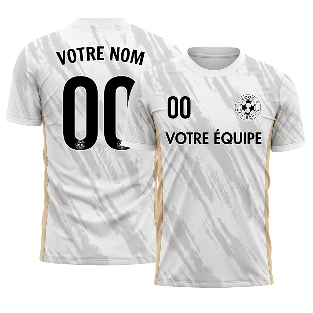 Blanc Doré Gris Coup de Pinceau Motif Maillot de Football Personnalisé