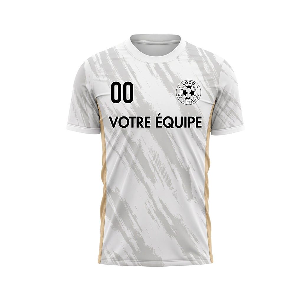 Blanc Doré Gris Coup de Pinceau Motif Maillot de Football Personnalisé