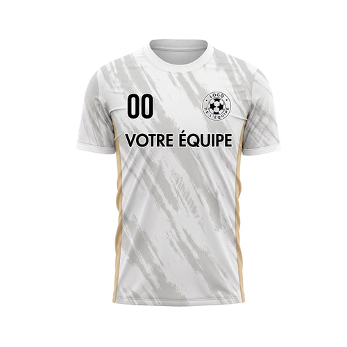 Blanc Doré Gris Coup de Pinceau Motif Maillot de Football Personnalisé