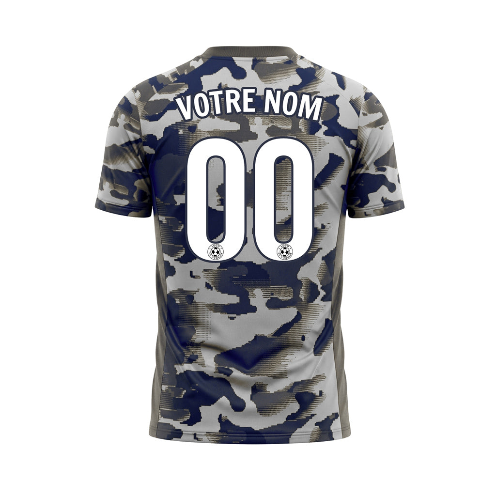 Blanc Gris Camouflage Maillot de Football Personnalisé