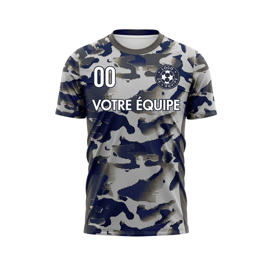 Blanc Gris Camouflage Maillot de Football Personnalisé