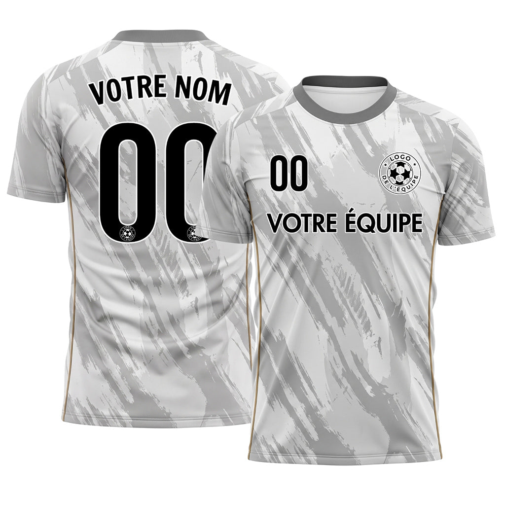 Blanc Gris Gris Coup de Pinceau Motif Maillot de Football Personnalisé