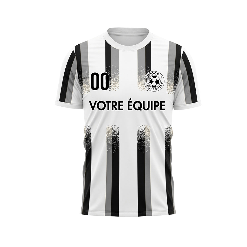 Blanc Gris Noir Dégradé Éclaboussures Rayures Maillot de Football Personnalisé