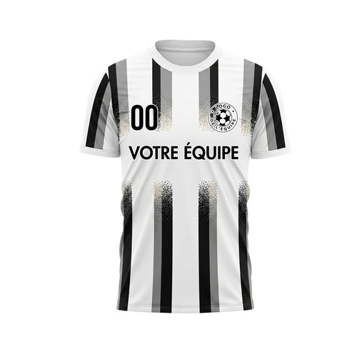 Blanc Gris Noir Dégradé Éclaboussures Rayures Maillot de Football Personnalisé