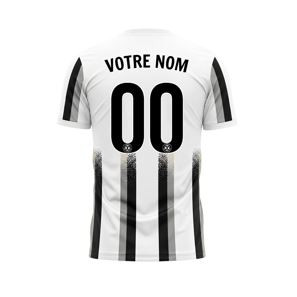 Blanc Gris Noir Dégradé Éclaboussures Rayures Maillot de Football Personnalisé