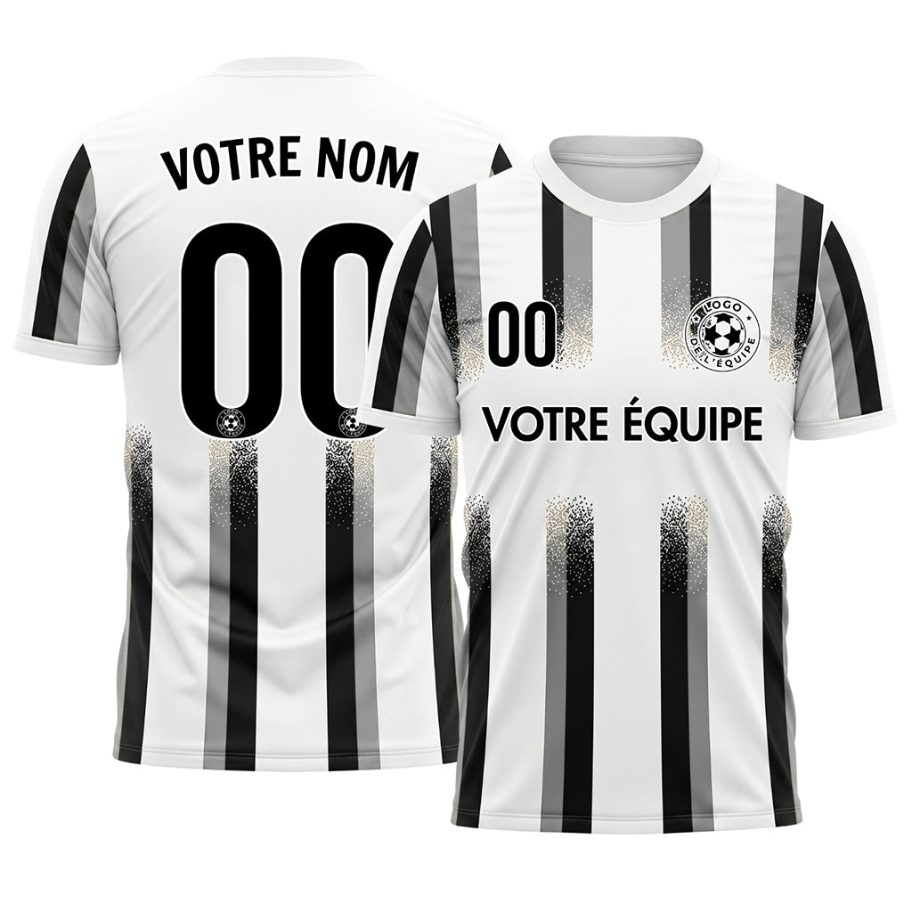 Blanc Gris Noir Dégradé Éclaboussures Rayures Maillot de Football Personnalisé