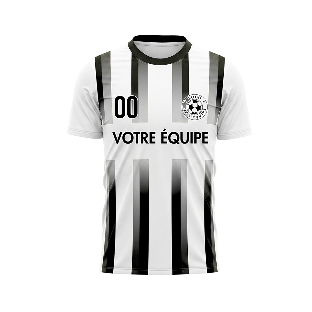 Blanc Gris Noir Dégradé Rayures Maillot de Football Personnalisé