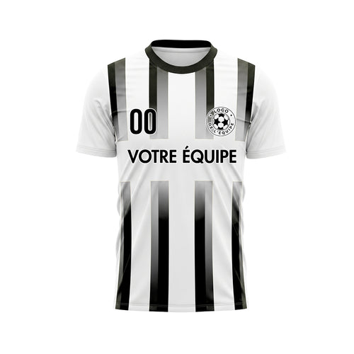 Blanc Gris Noir Dégradé Rayures Maillot de Football Personnalisé
