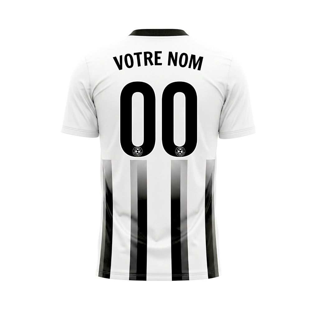 Blanc Gris Noir Dégradé Rayures Maillot de Football Personnalisé
