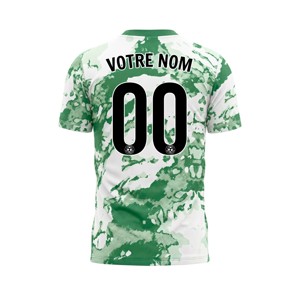Blanc Vert Abstrait Grunge Demi-Teinte Motif Maillot de Football Personnalisé