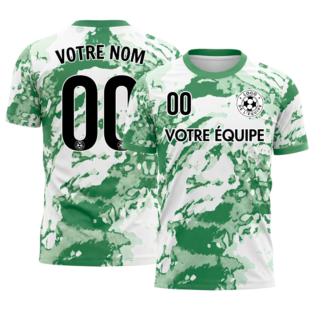 Blanc Vert Abstrait Grunge Demi-Teinte Motif Maillot de Football Personnalisé