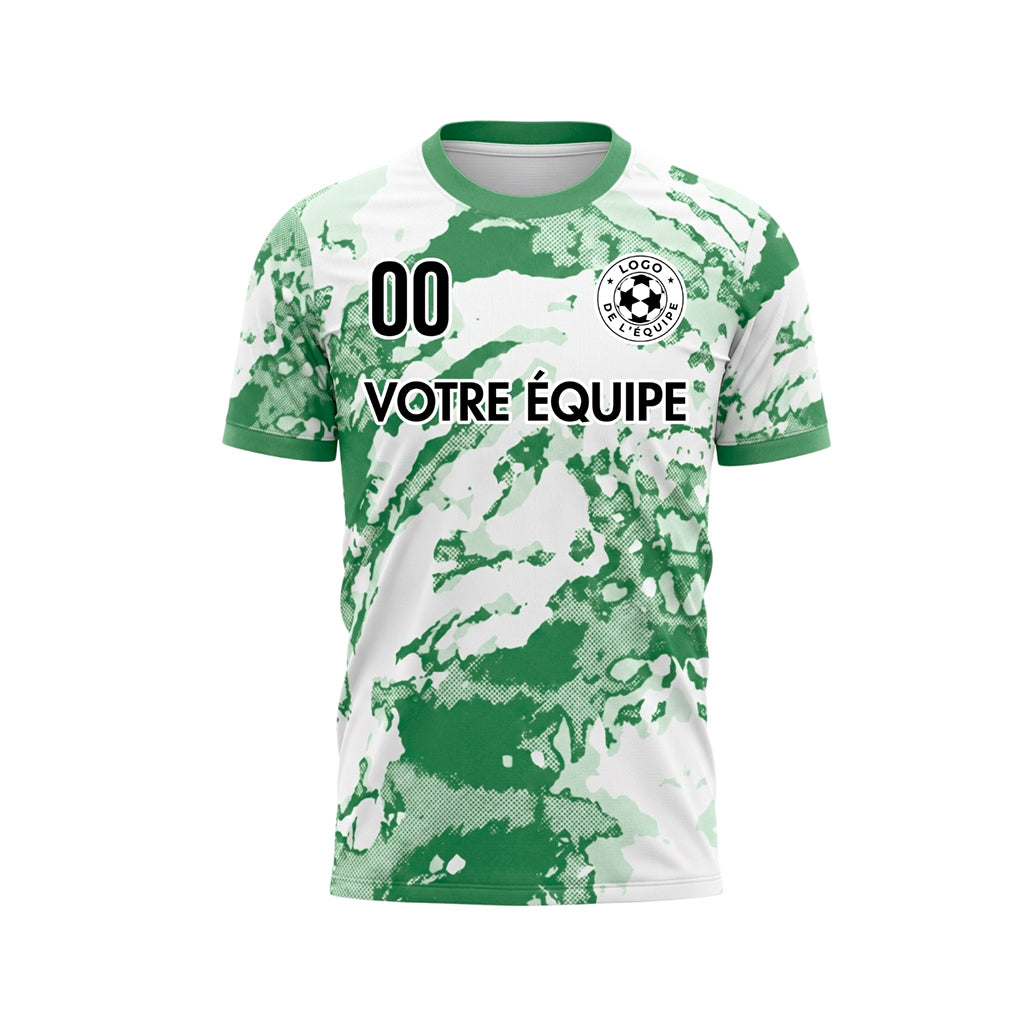 Blanc Vert Abstrait Grunge Demi-Teinte Motif Maillot de Football Personnalisé